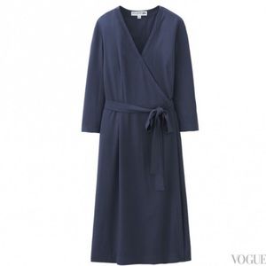 Ines De La Fressange Uniqlo navy blue wrap dress